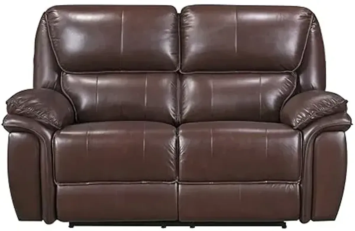 Lexicon Brim Wall-Hugger Manual Double Lay Flat Reclining Loveseat, Brown
