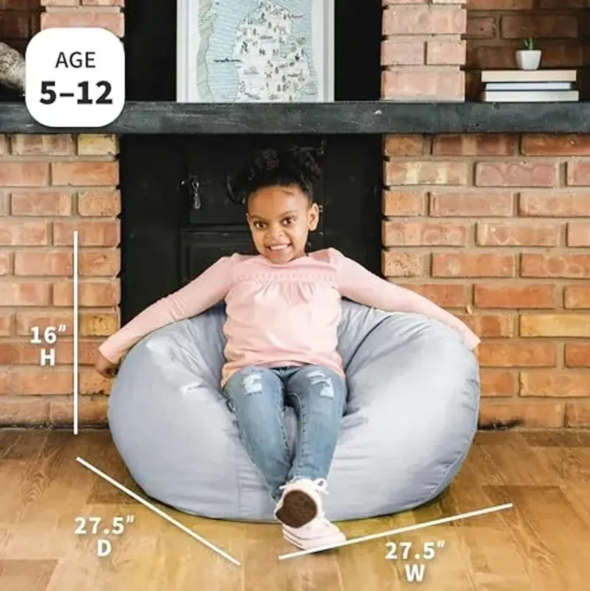 Big Joe Classic Bean Bag Chair, Gray Smartmax, Durable Polyester Nylon Blend, 2 feet Round