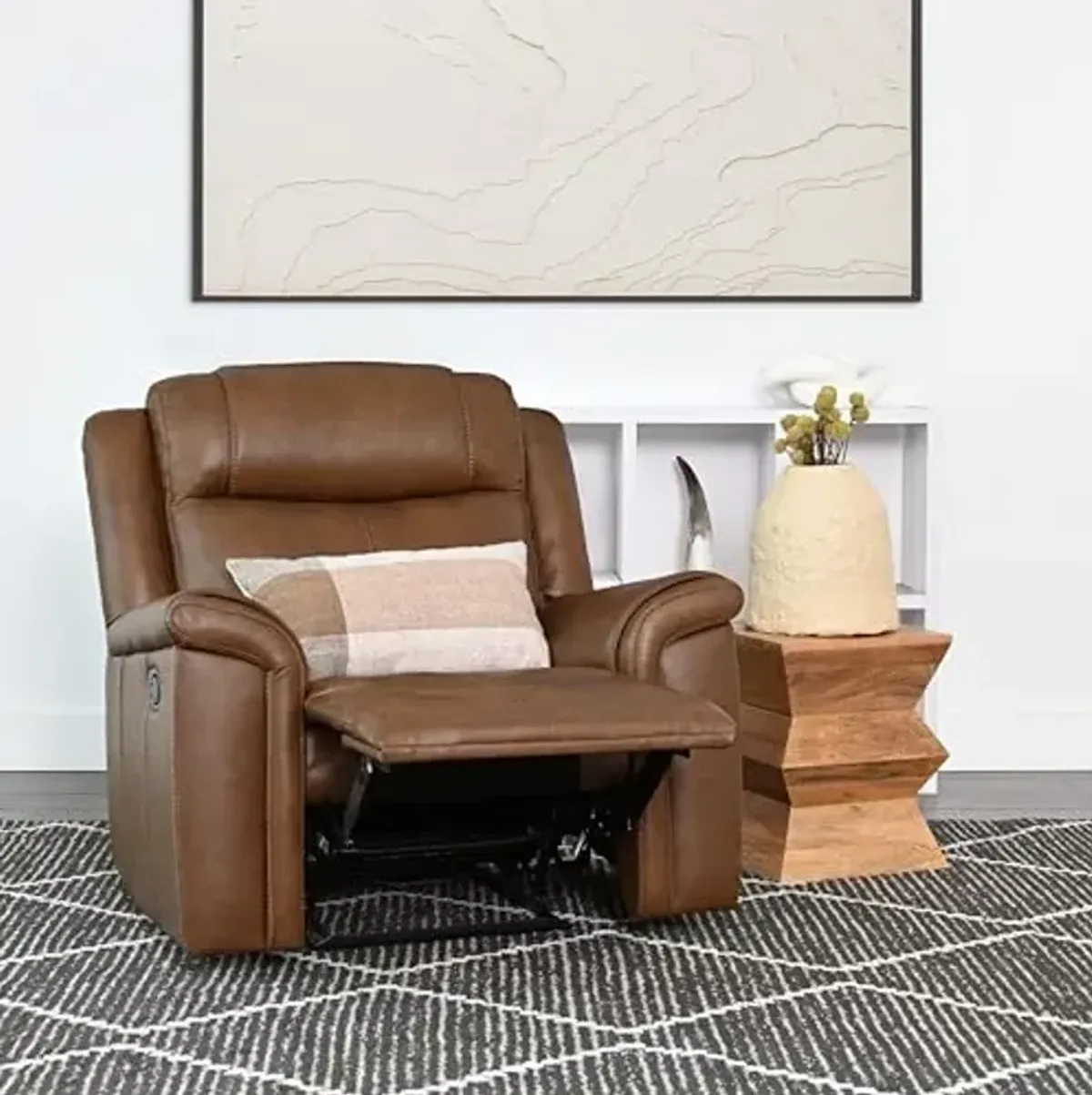 Giles Leather Manual Recliner, Brown