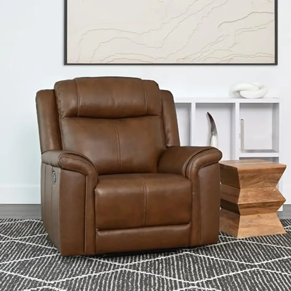 Abbyson Living Giles Leather Manual Recliner, Brown