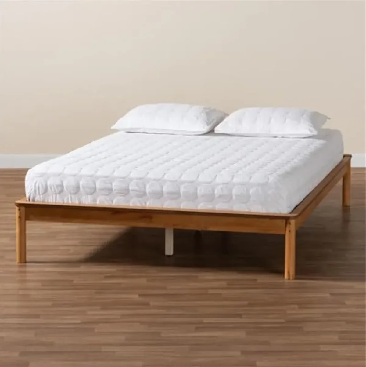 Baxton Studio Efren Mid-Century Modern Honey Oak Finished Wood Full Size Bed Frame