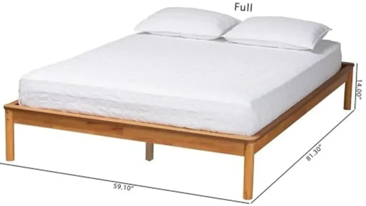 Baxton Studio Efren Mid-Century Modern Honey Oak Finished Wood Full Size Bed Frame