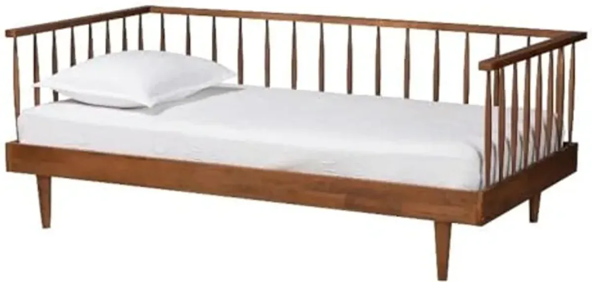 Baxton Studio Matilda Mid-Century Modern Ash Walnut Finished Wood Twin Size Daybed