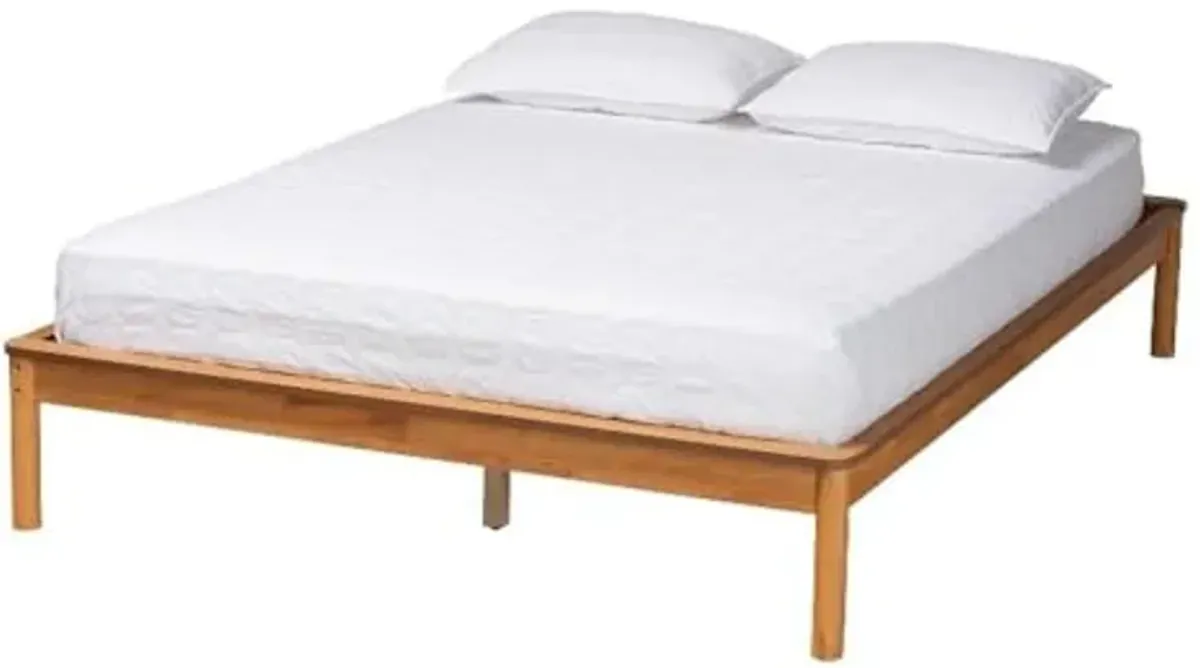 Baxton Studio Efren Modern Honey Oak Finished Wood Queen Size Bed Frame