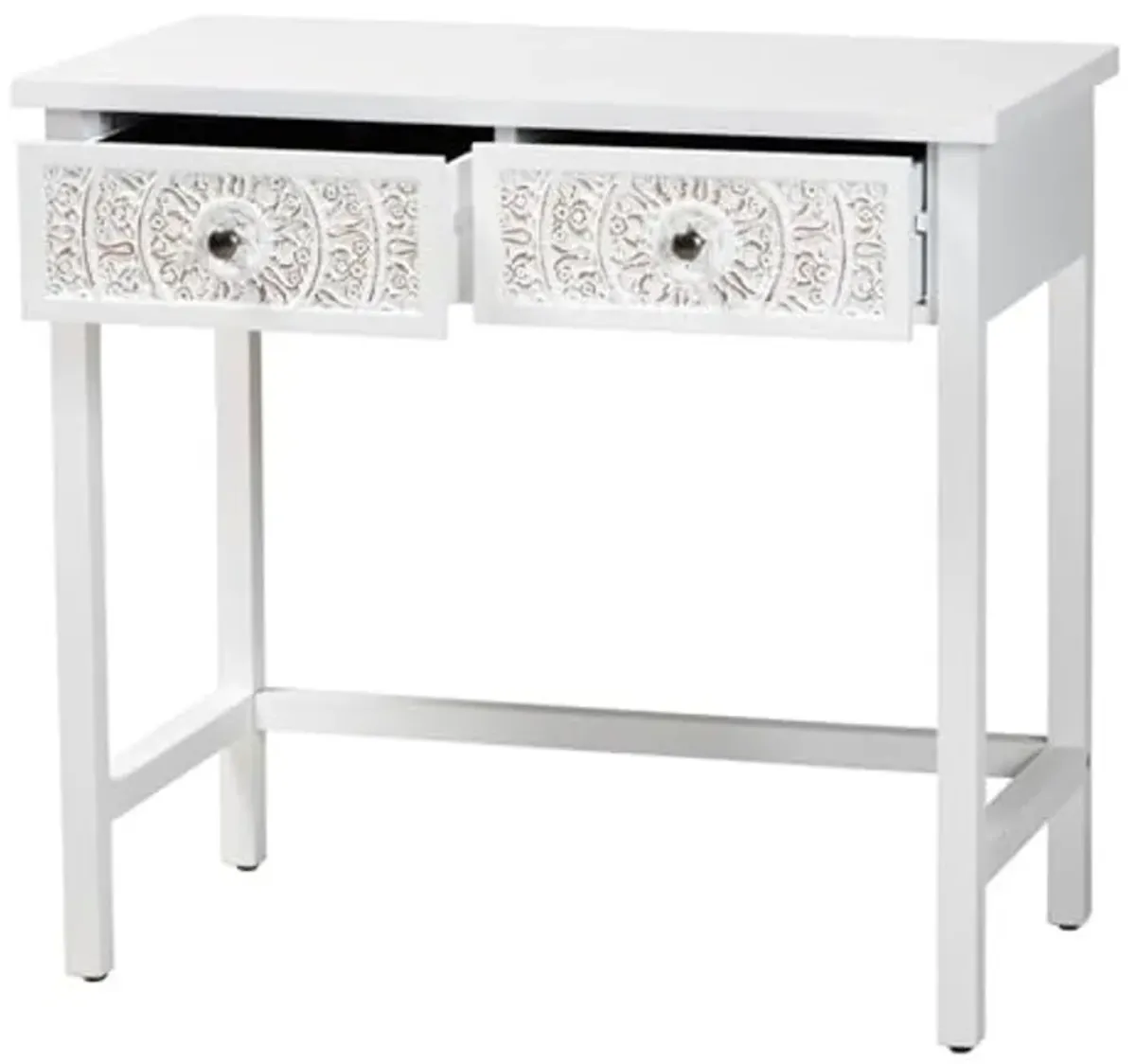 Baxton Studio Yelena Classic and Traditional White Finished Wood 2-Drawer Console Table