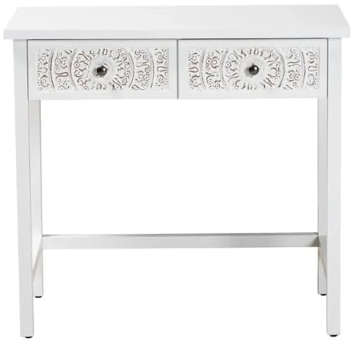 Baxton Studio Yelena Classic and Traditional White Finished Wood 2-Drawer Console Table