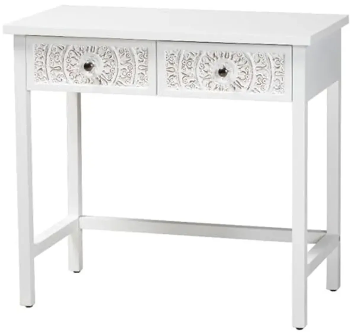 Baxton Studio Yelena Classic and Traditional White Finished Wood 2-Drawer Console Table