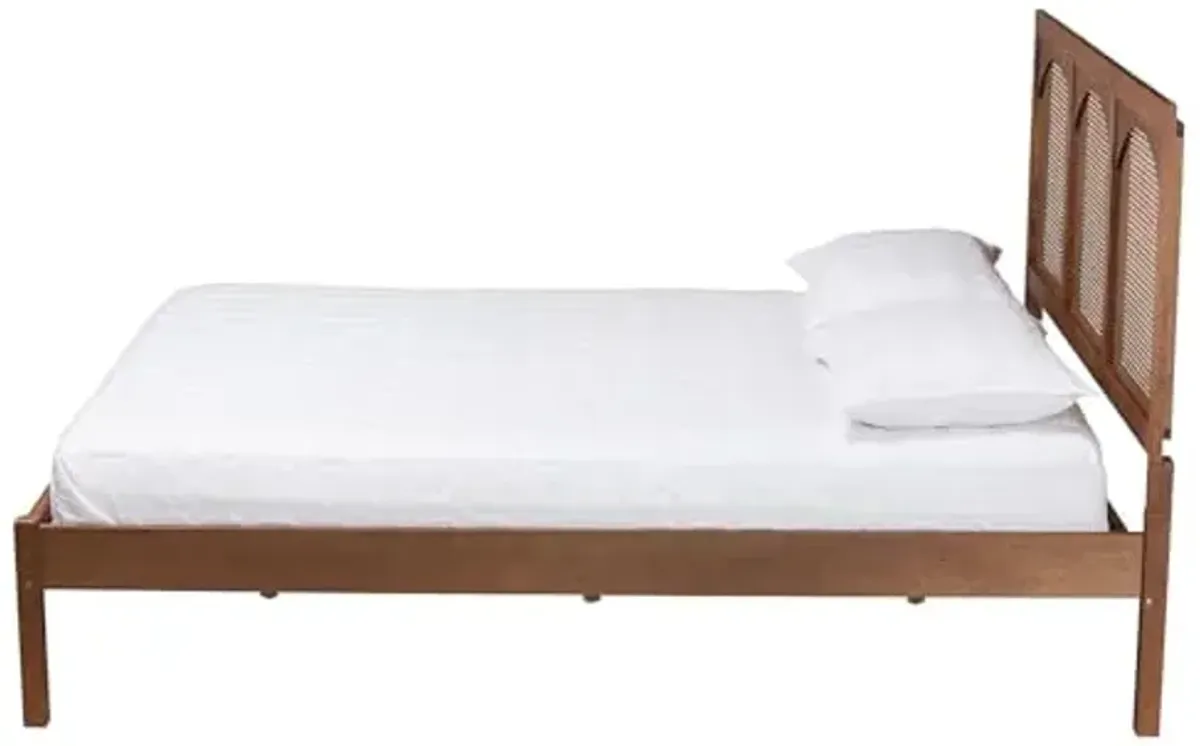 Baxton Studio Blossom Platform Bed, Queen, Ash Walnut