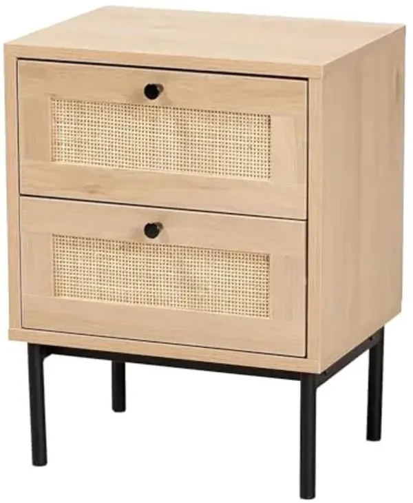 Baxton Studio Sherwin 15.7-inch W x 11.6-inch D End Table, Light Brown/Black