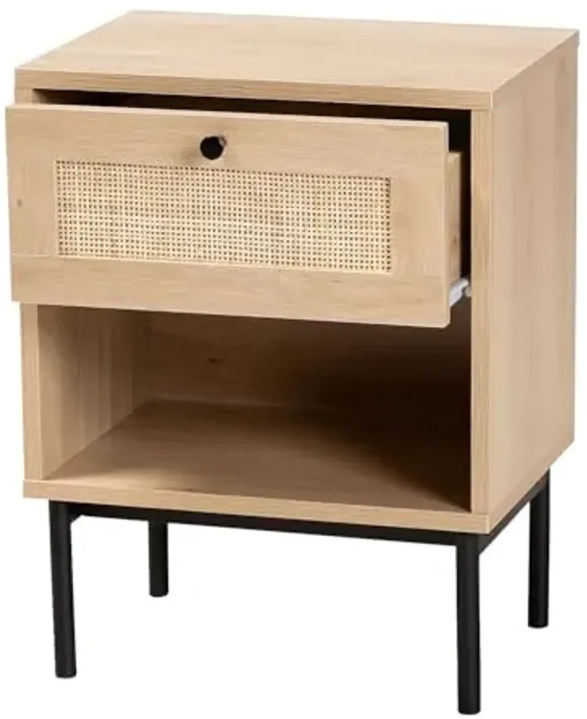 Baxton Studio Sherwin 15.7-inch W x 11.6-inch D End Table, Light Brown/Black