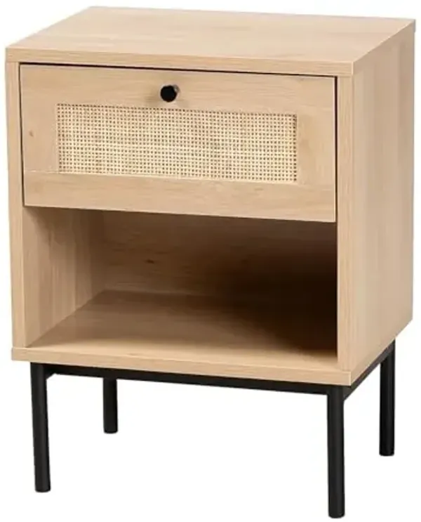 Baxton Studio Sherwin 15.7-inch W x 11.6-inch D End Table, Light Brown/Black