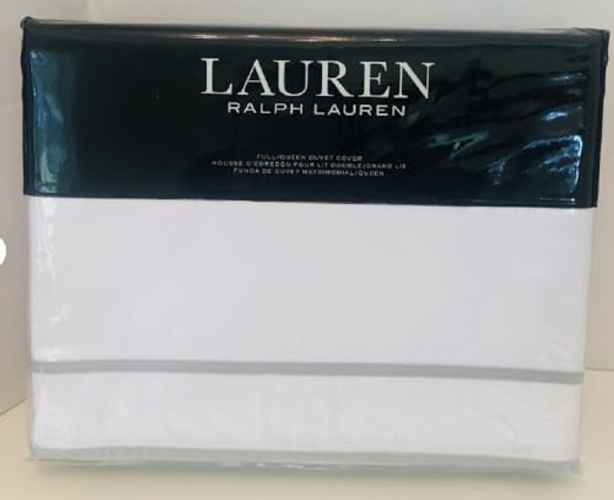 *Lauren Ralph Lauren Spencer Sateen Border Duvet Cover Full/Queen White/Sage