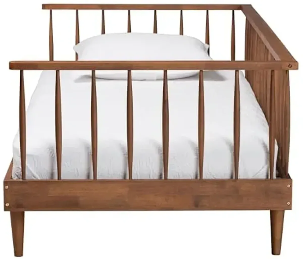 Baxton Studio Matilda Mid-Century Modern Ash Walnut Finished Wood Twin Size Daybed