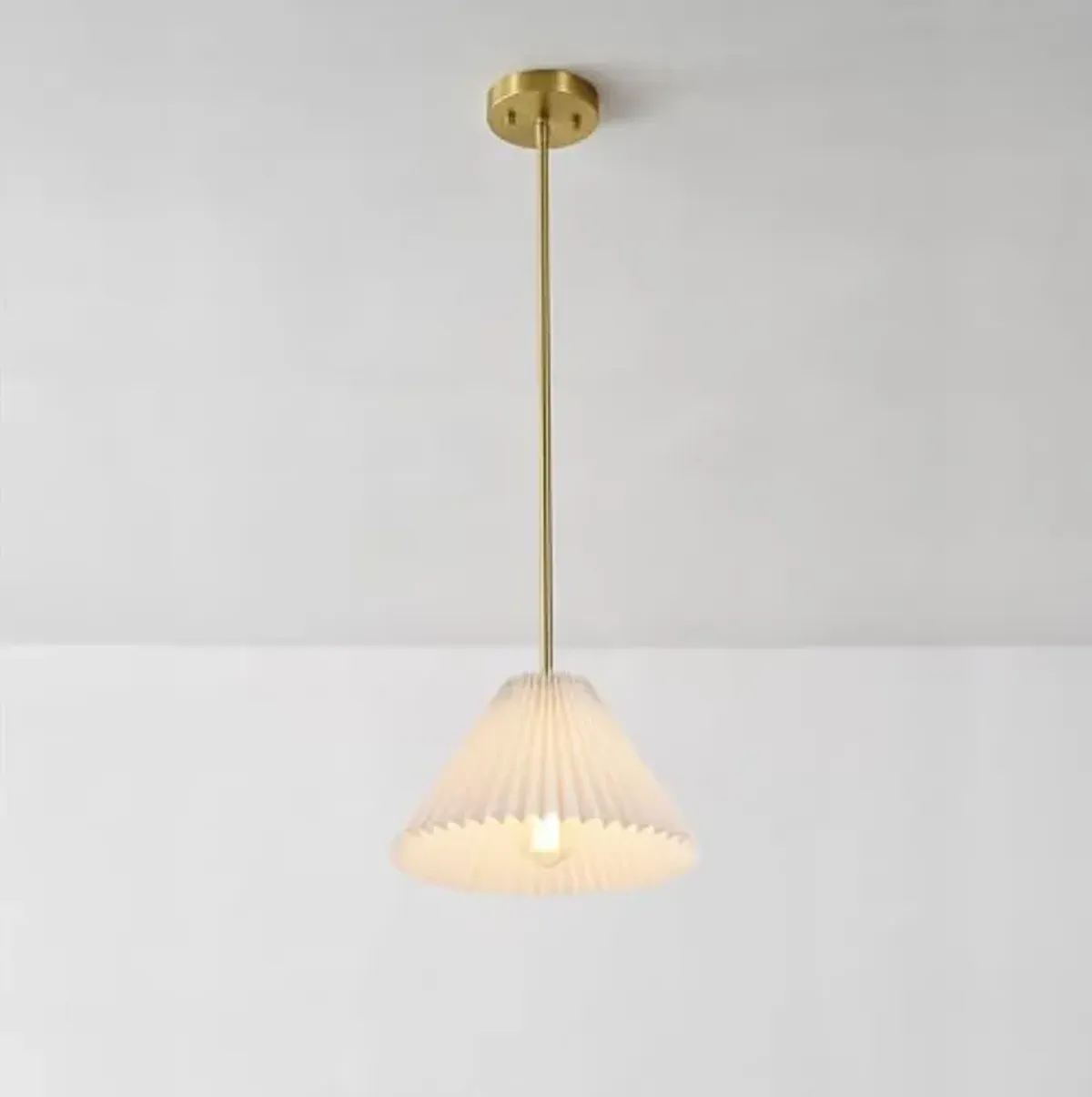 Globe Electric Novogratz x 67000103 Novogratz x Globe Matte Brass Pendant Lighting with Off-White Pleated Fabric Shade