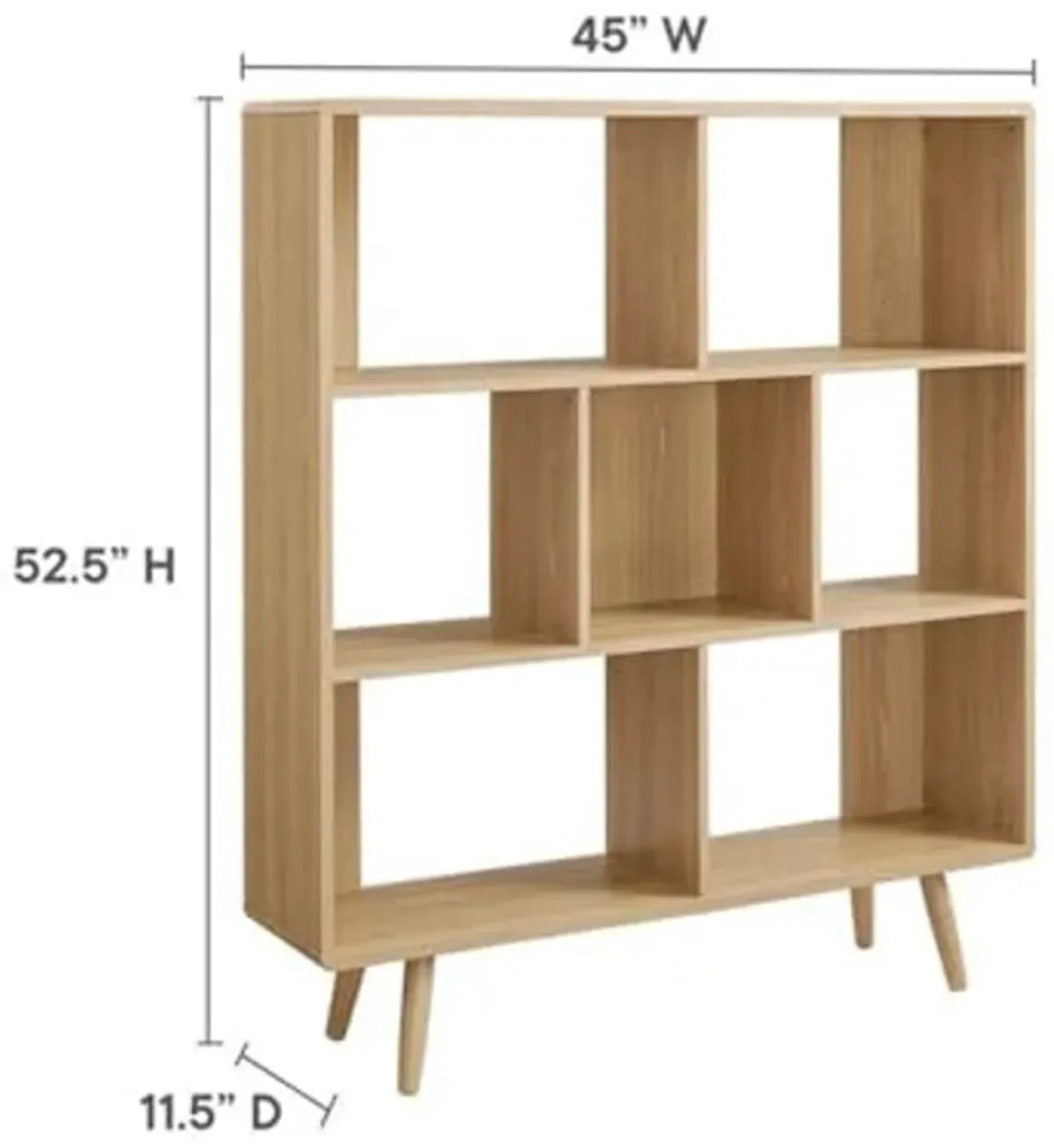 Modway EEI-2529-OAK Transmit 7 Shelf Wood Grain Bookcase, Oak