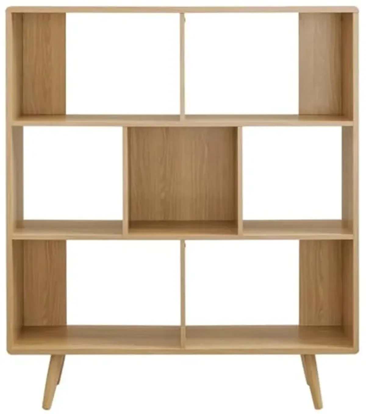 Modway EEI-2529-OAK Transmit 7 Shelf Wood Grain Bookcase, Oak