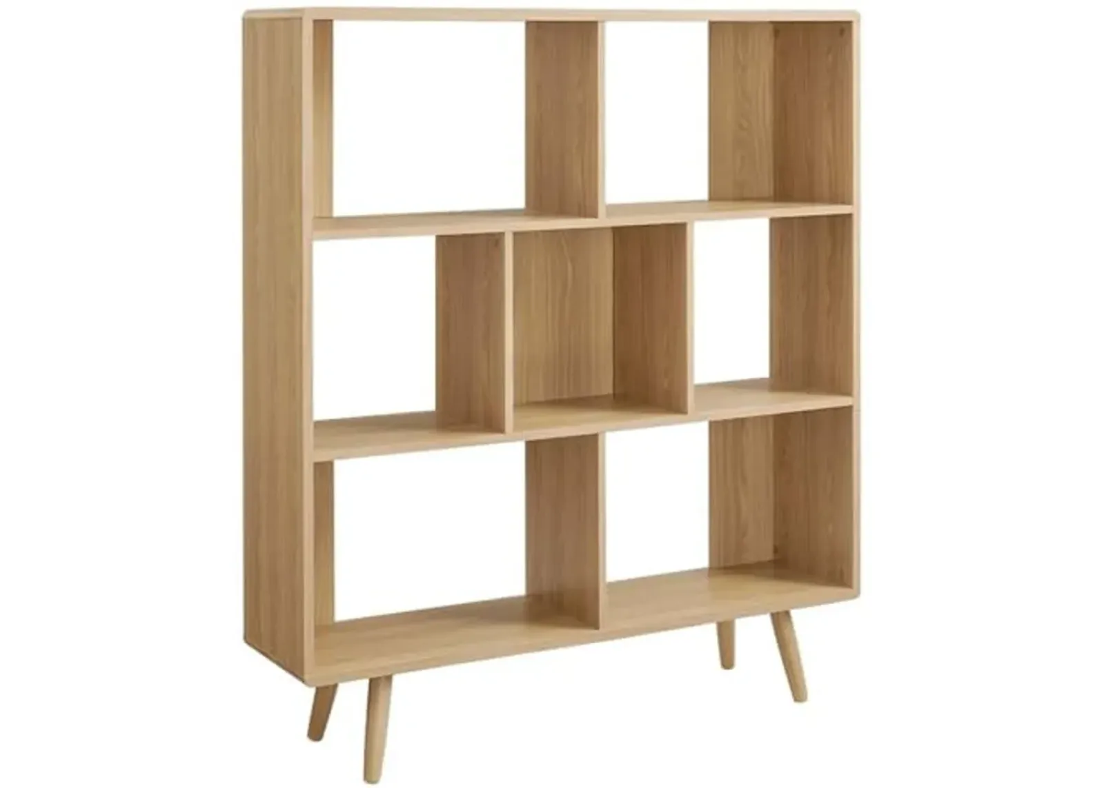 Modway EEI-2529-OAK Transmit 7 Shelf Wood Grain Bookcase, Oak