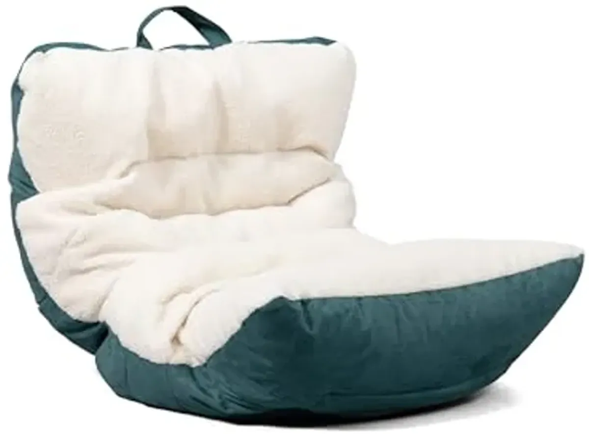 Big Joe Roma Kid's Bean Bag Chair, Oat Sherpa and Sage, Vegan Suede, 2 feet