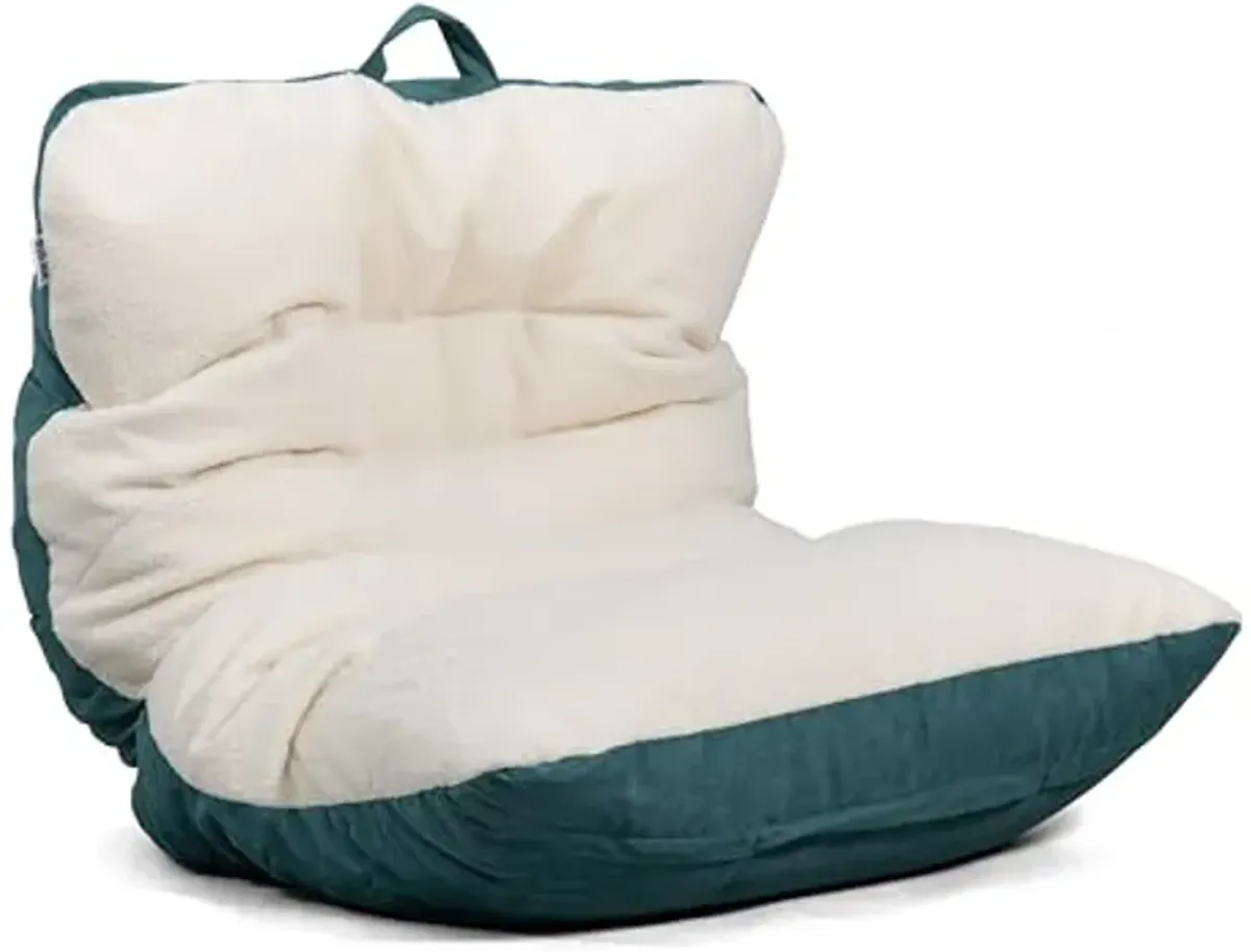 Big Joe Roma Bean Bag Chair, Oat Sherpa and Sage, Vegan Suede, 3 feet