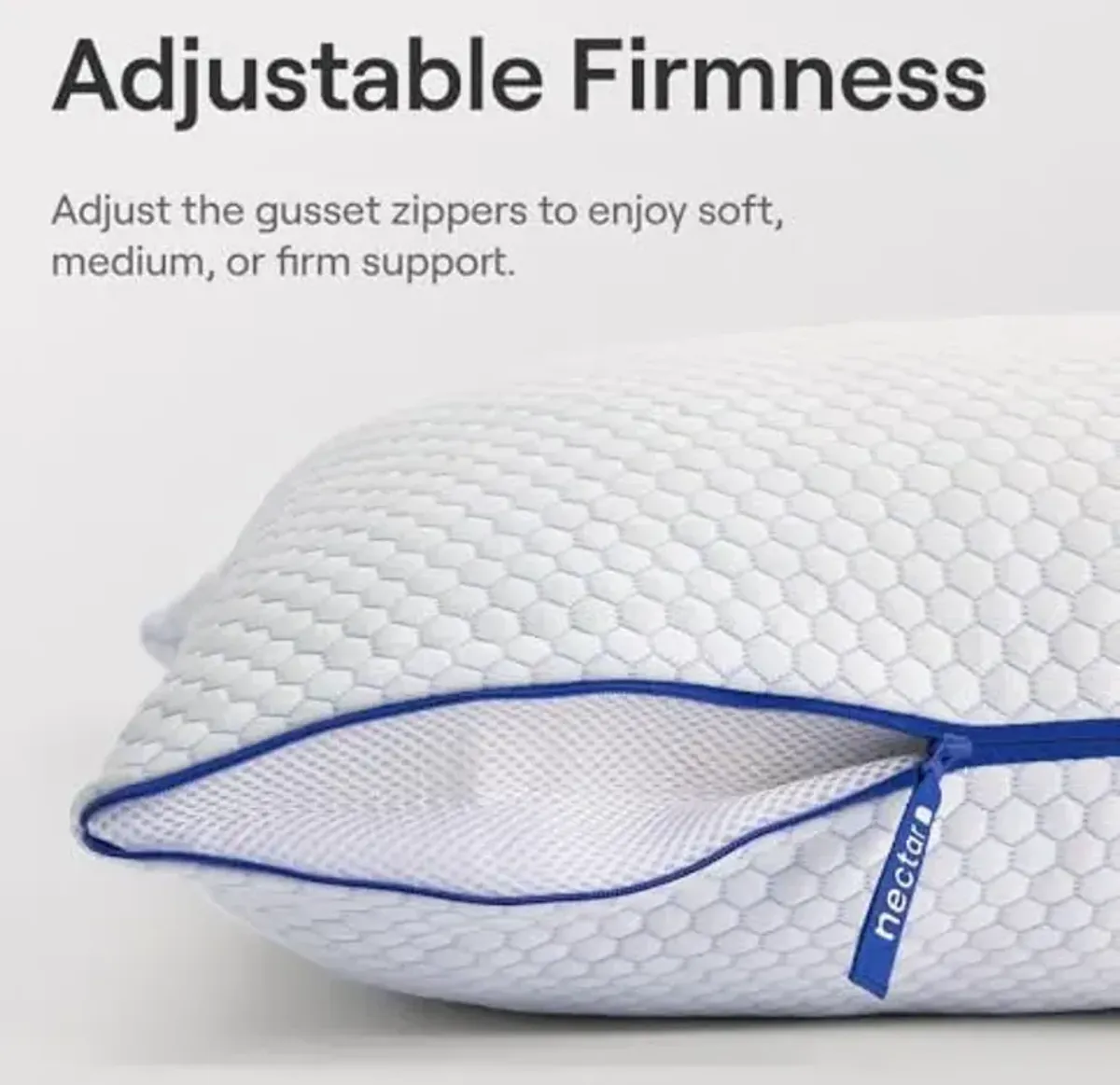 Nectar Tri-Comfort Cooling Pillow - Adjustable Support & Firmness - Cooling Cover - Pressure Relief - Helps Reduce Neck Pain - Premium Memory Foam & Microfiber Down Alternative