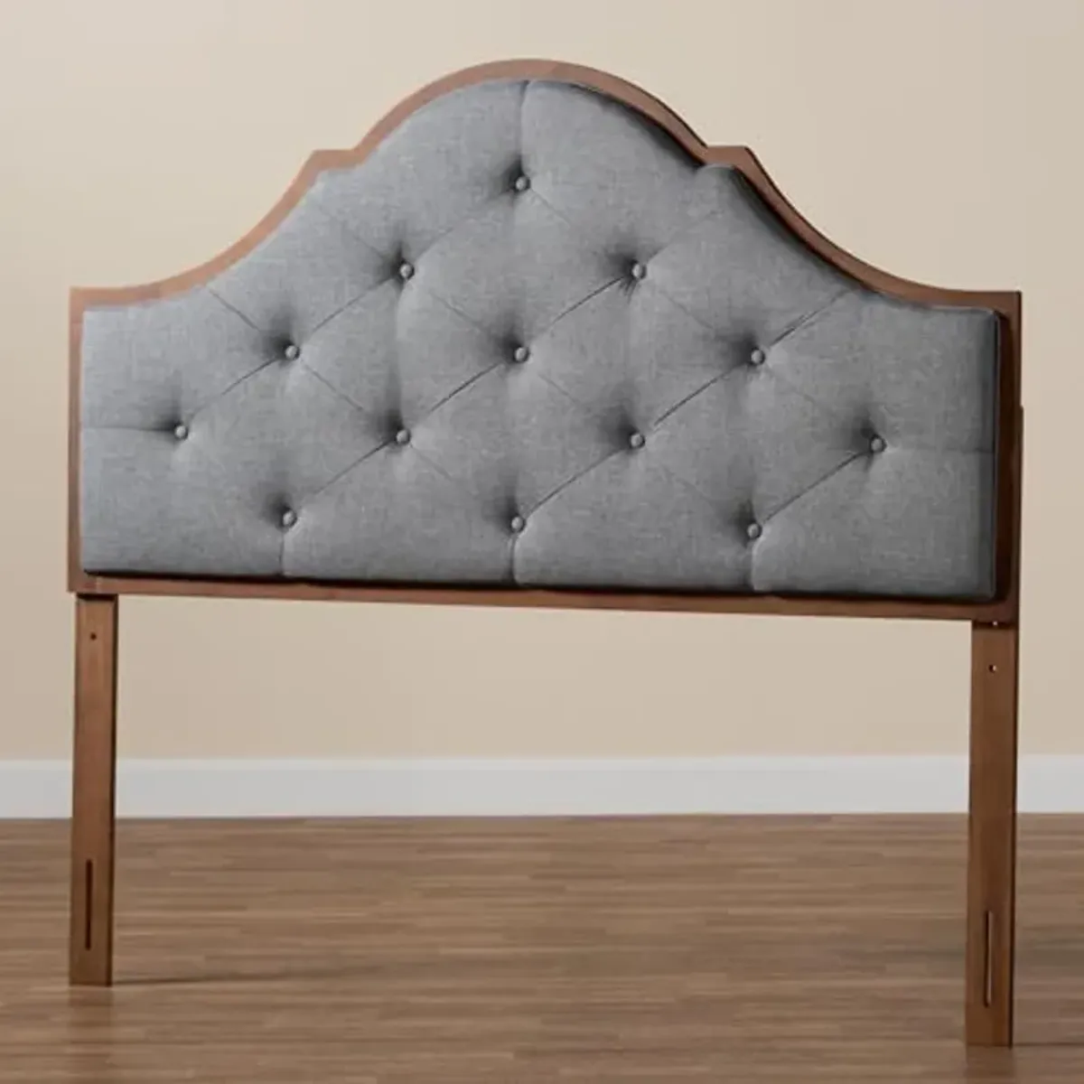 Baxton Studio Camila Headboard, King, Grey/Walnut Brown