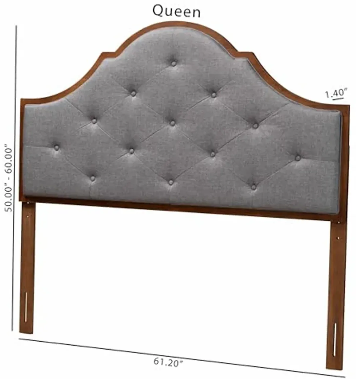 Baxton Studio Camila Headboard, King, Grey/Walnut Brown