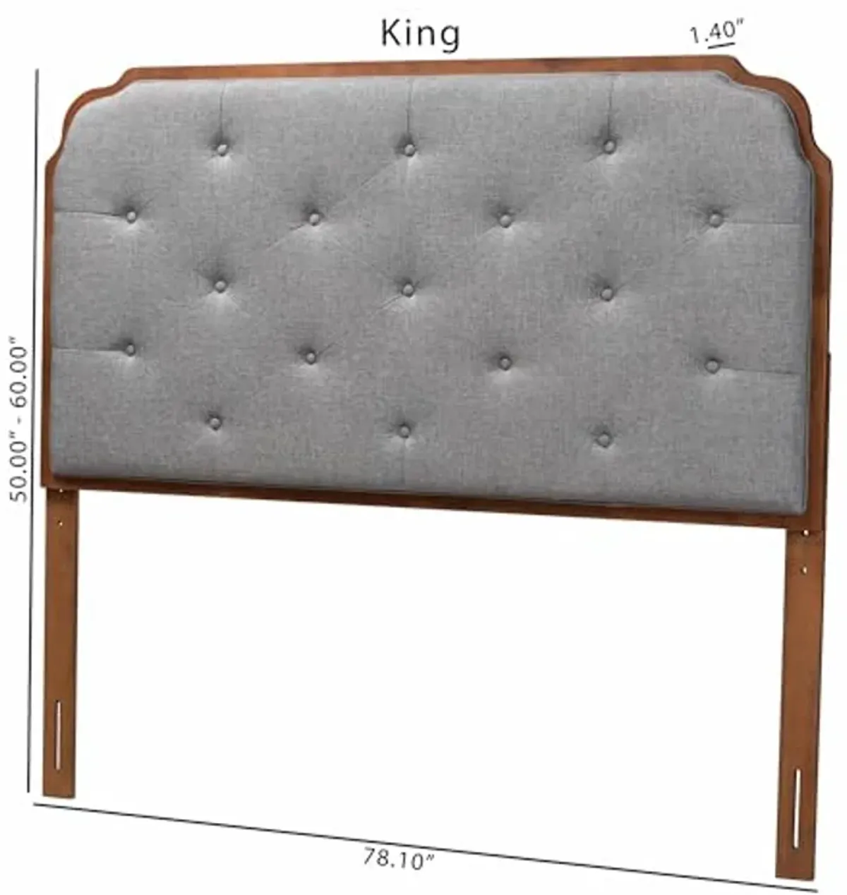 Baxton Studio Classic Headboard, Queen, Grey/Walnut Brown