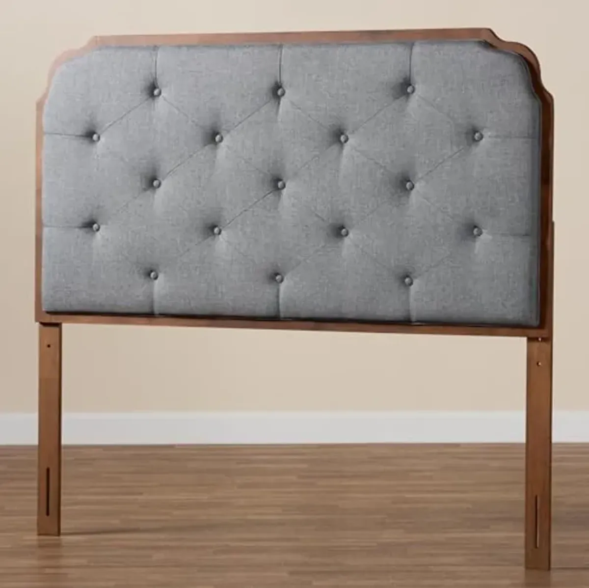 Baxton Studio Classic Headboard, Queen, Grey/Walnut Brown