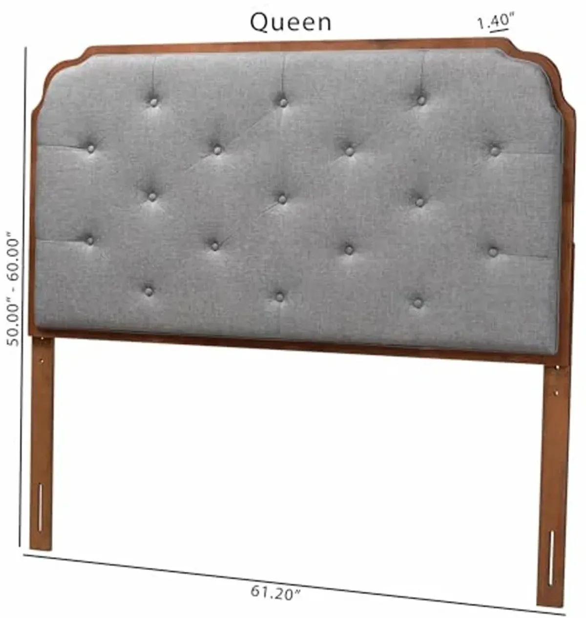 Baxton Studio Classic Headboard, Queen, Grey/Walnut Brown