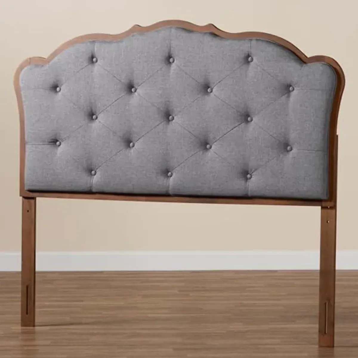 Baxton Studio Leandra Headboard, Queen, Grey/Walnut Brown