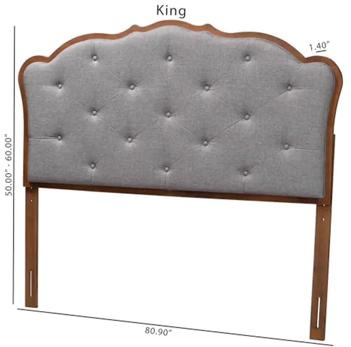 Baxton Studio Leandra Headboard, Queen, Grey/Walnut Brown