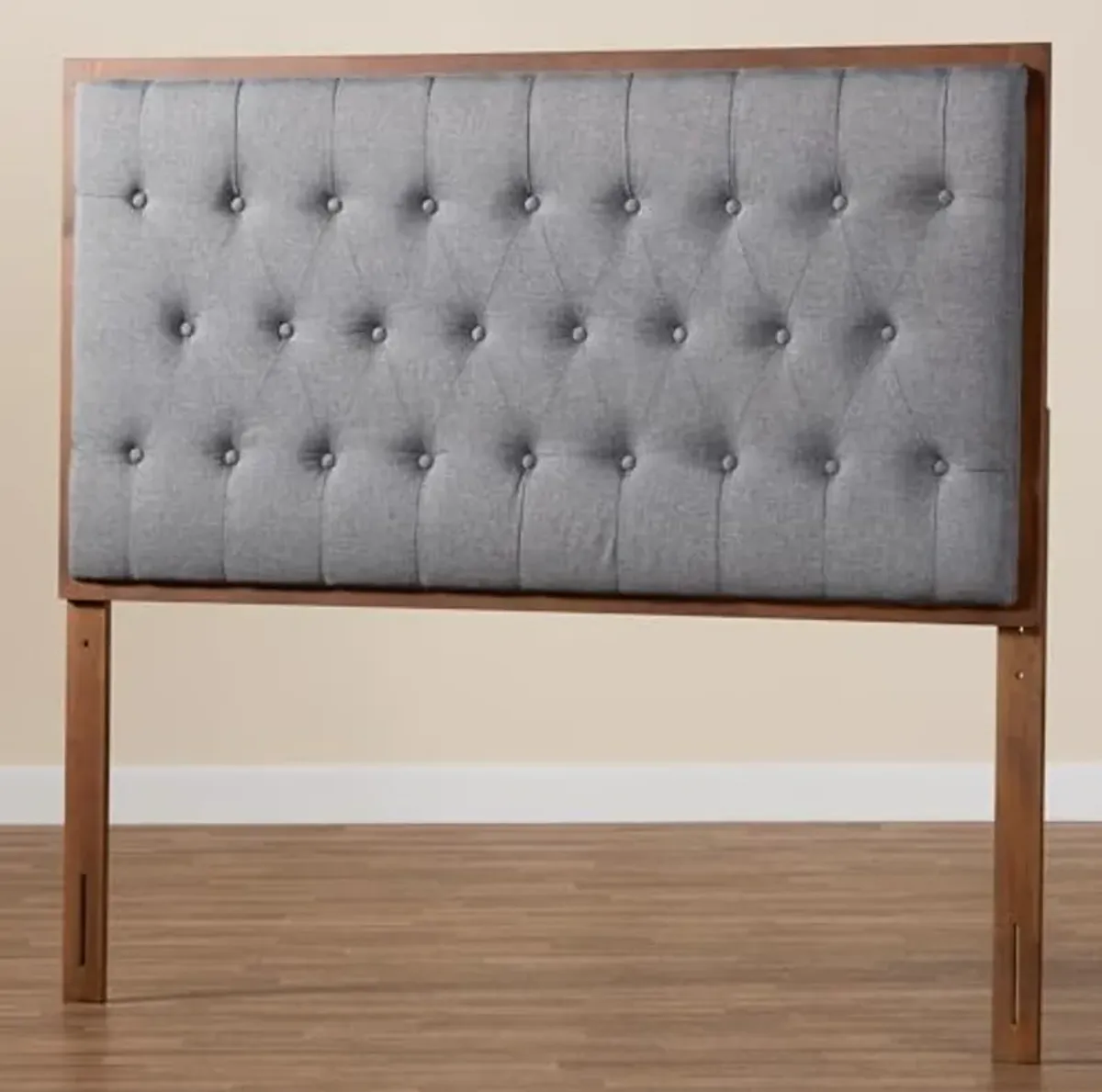 Baxton Studio Harumi Headboard, King, Grey/Walnut Brown