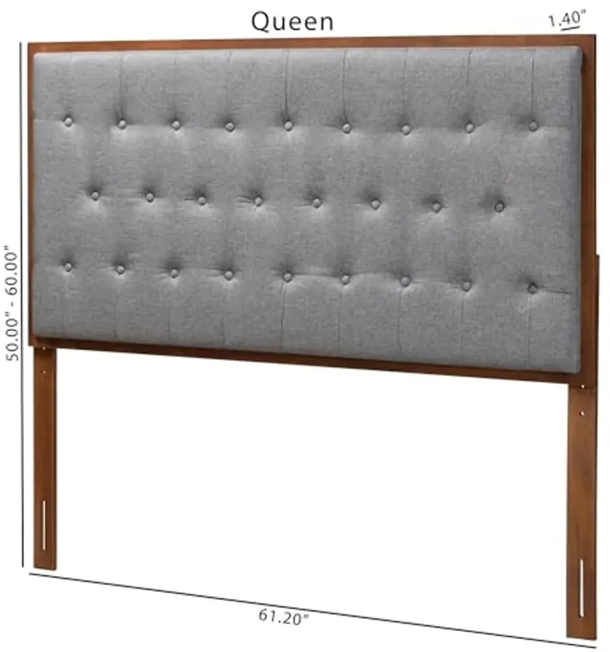 Baxton Studio Harumi Headboard, King, Grey/Walnut Brown