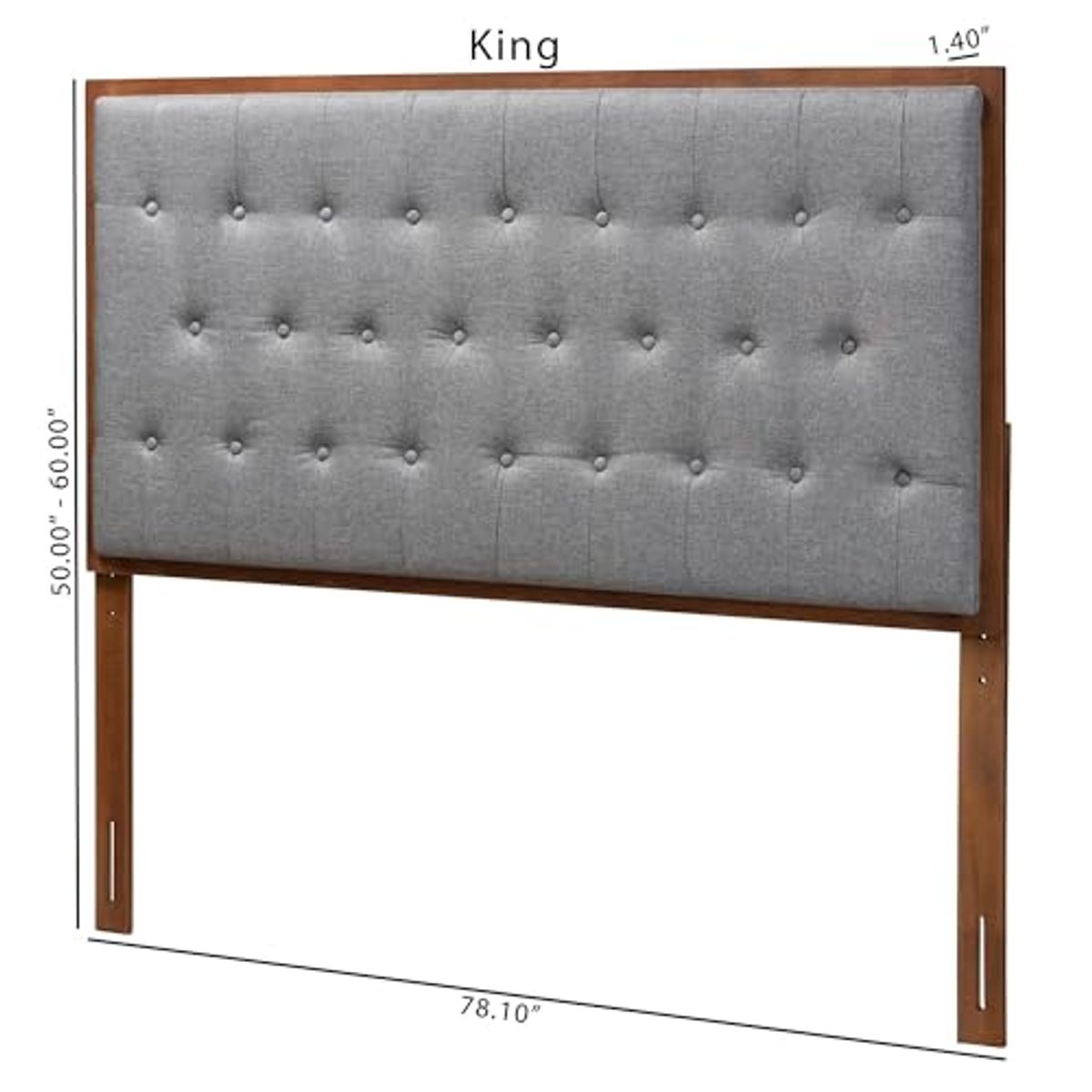 Baxton Studio Harumi Headboard, King, Grey/Walnut Brown