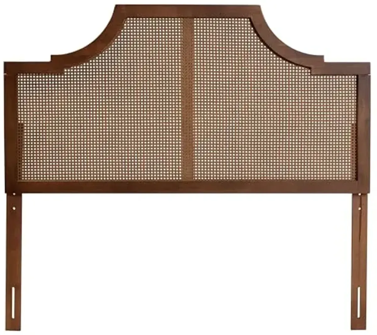 Baxton Studio Risha Mid-Century Modern Ash Walnut Finished Wood and Rattan King Size Headboard