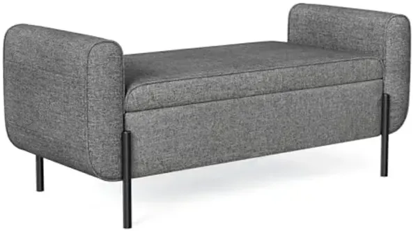 SONGMICS Storage Bench with Armrests, Ottoman for Living Room, Bedroom, Entryway, Steel Legs, Dark Gray ULOM072G01
