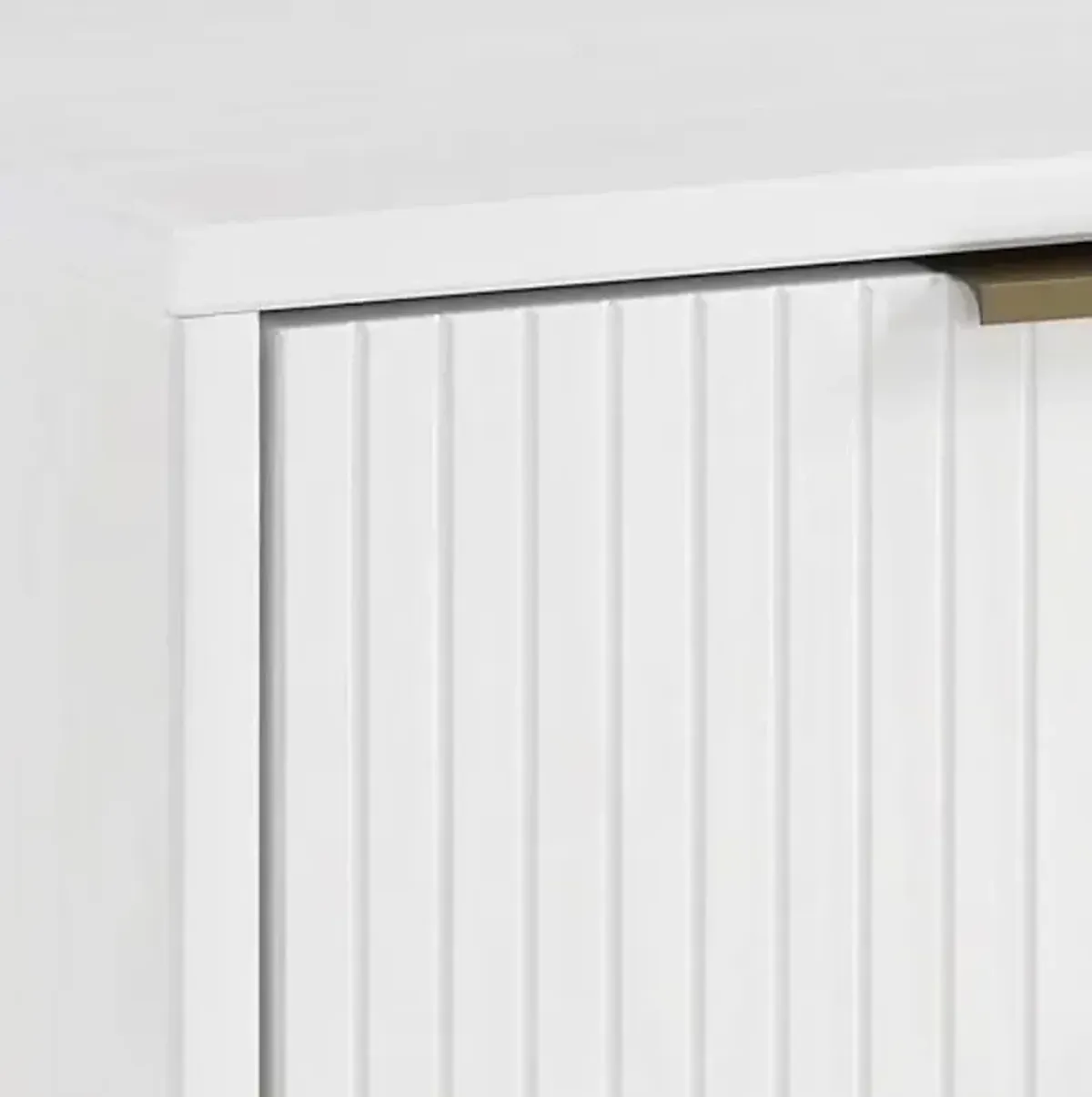 Manhattan Comfort Granville 2-Drawer Nightstand Set of 2, Modern Glam Bedside Table with Ribbed Design and Gold Handles, Ideal for Living Room and Bedroom Use, White