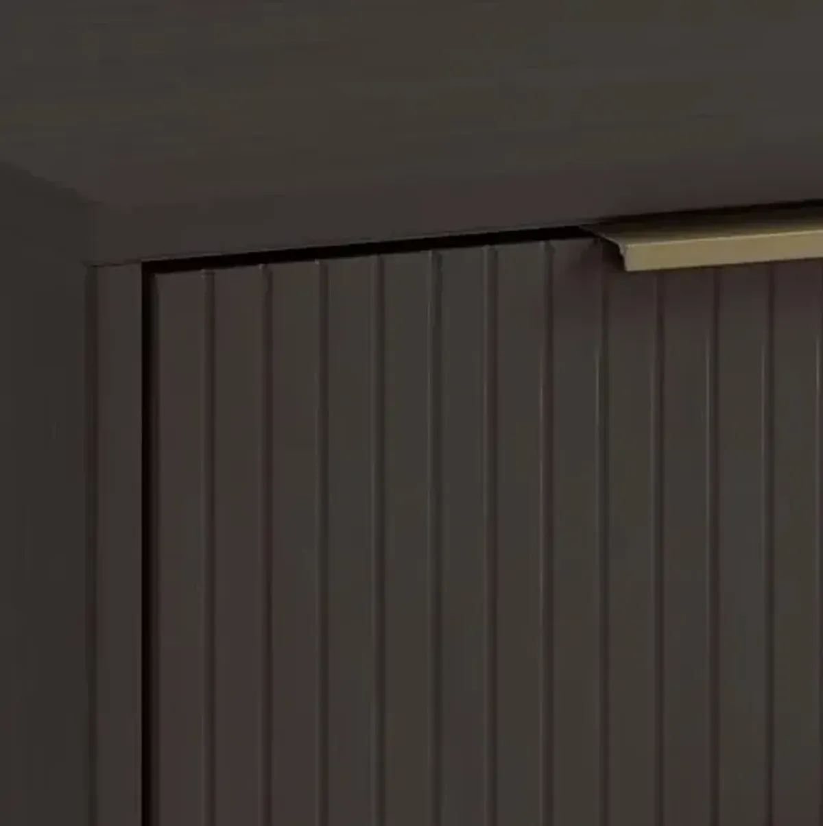 Manhattan Comfort Granville 2-Drawer Nightstand Set of 2, Modern Glam Bedside Table with Ribbed Design and Gold Handles, Ideal for Living Room and Bedroom Use, Dark Grey