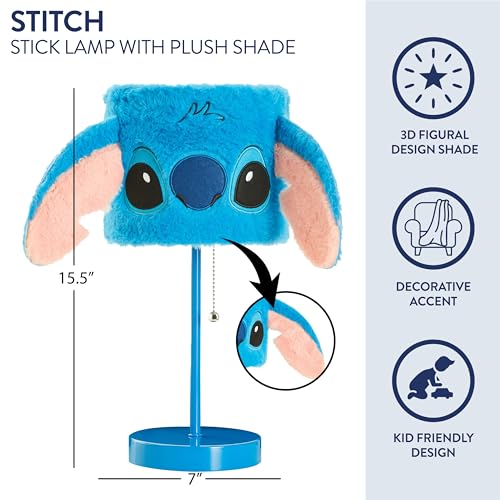 Idea Nuova Disney Stitch Figural Plush Shade Table Lamp,Perfect for Kids Rooms