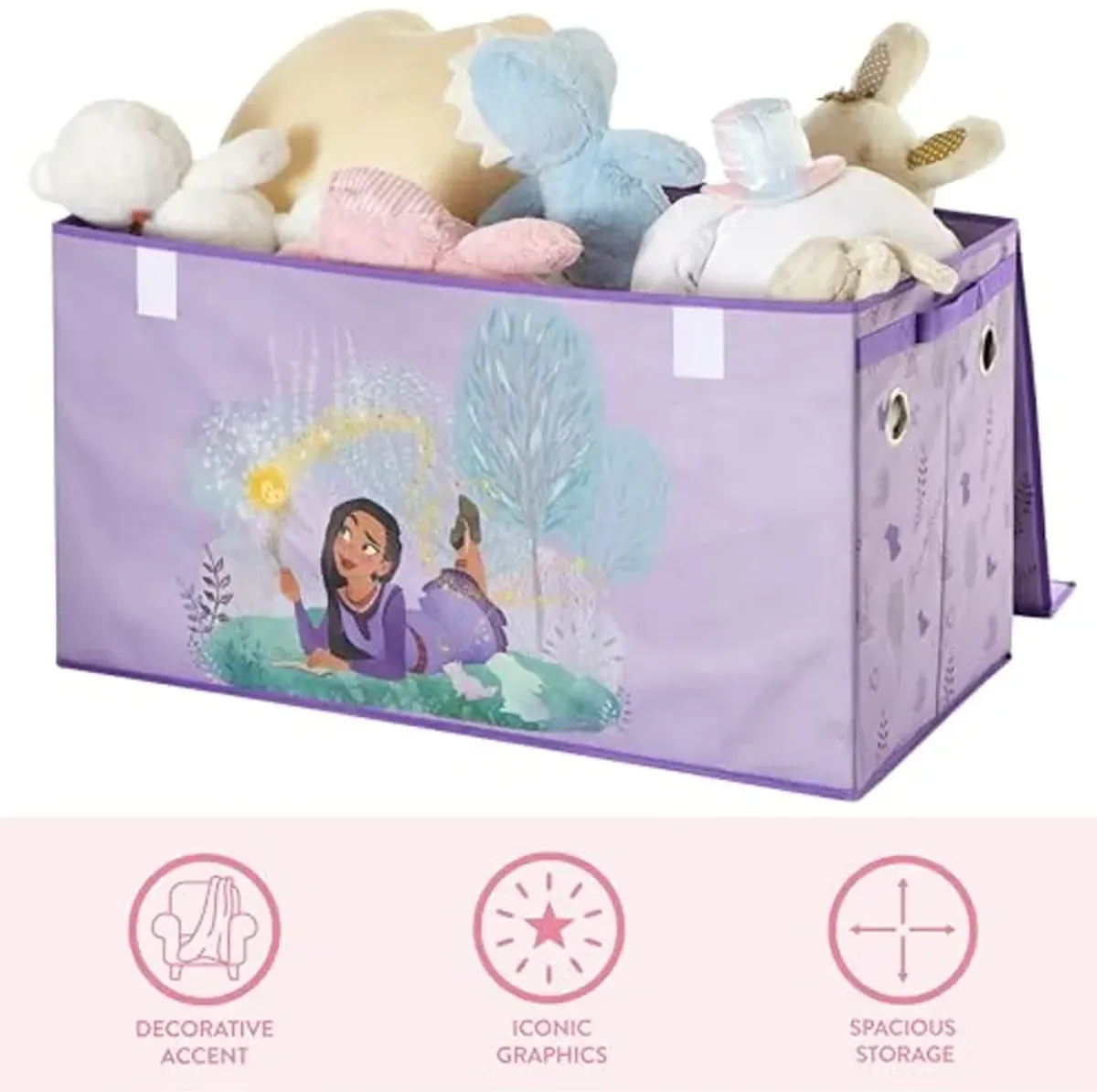 Idea Nuova Disney Wish Collapsible Storage Trunk, Durable with Soft Lid, 28.5"x14.5"x16"