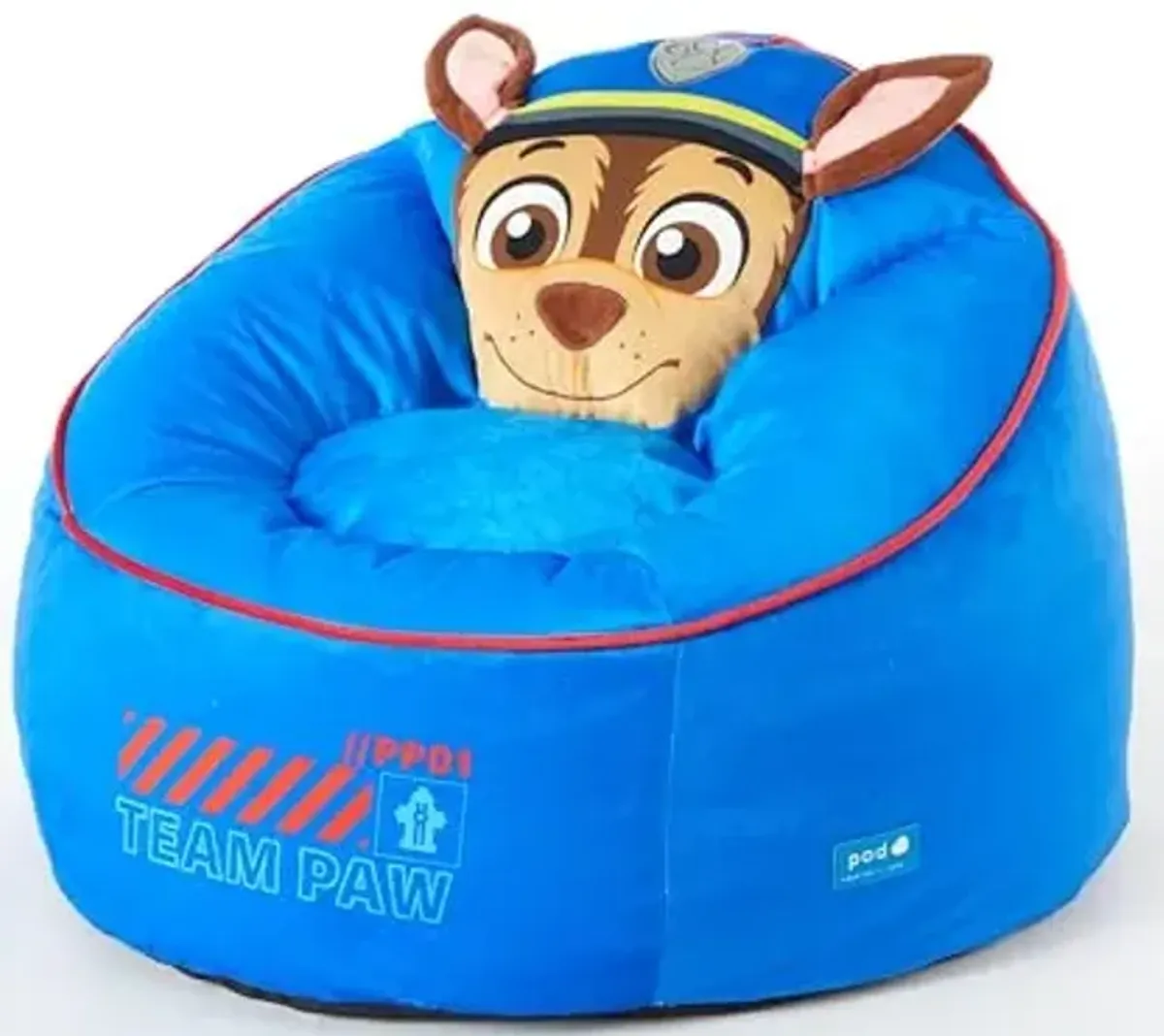 Idea Nuova Paw Patrol Chase Hillside by pod Plush Kids Bean Bag Chair, 24" Wx24 Dx17 H