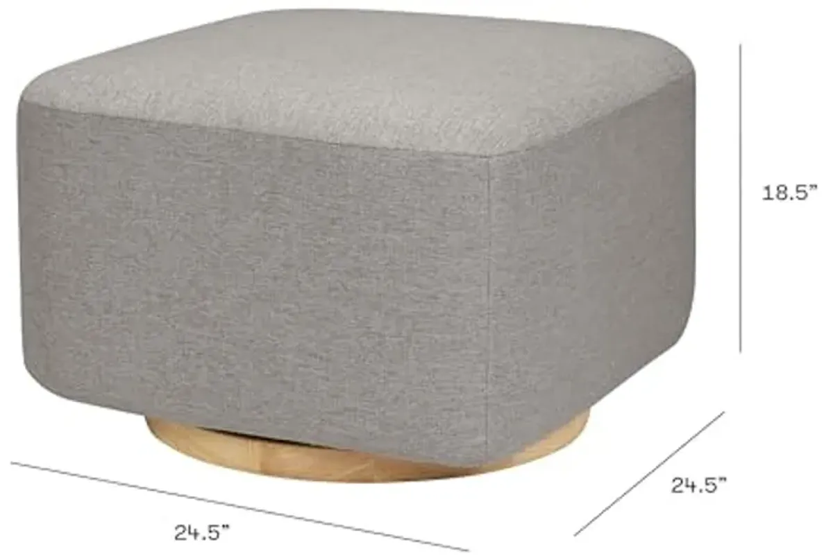 Babyletto Kiwi Gliding Ottoman in Performance Grey Eco-Weave with Light Wood Base, Water Repellent & Stain Resistant, Greenguard Gold and CertiPUR-US Certified