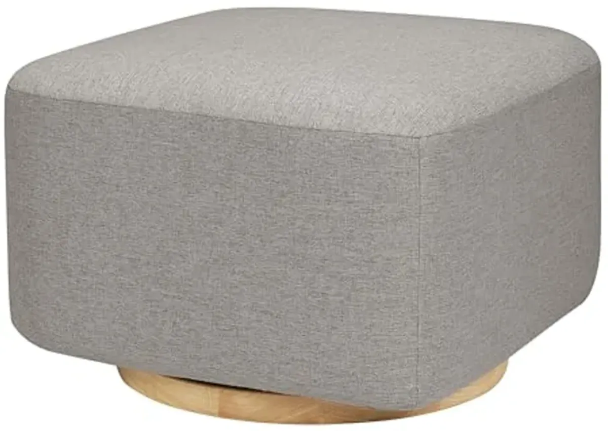 Babyletto Kiwi Gliding Ottoman in Performance Grey Eco-Weave with Light Wood Base, Water Repellent & Stain Resistant, Greenguard Gold and CertiPUR-US Certified