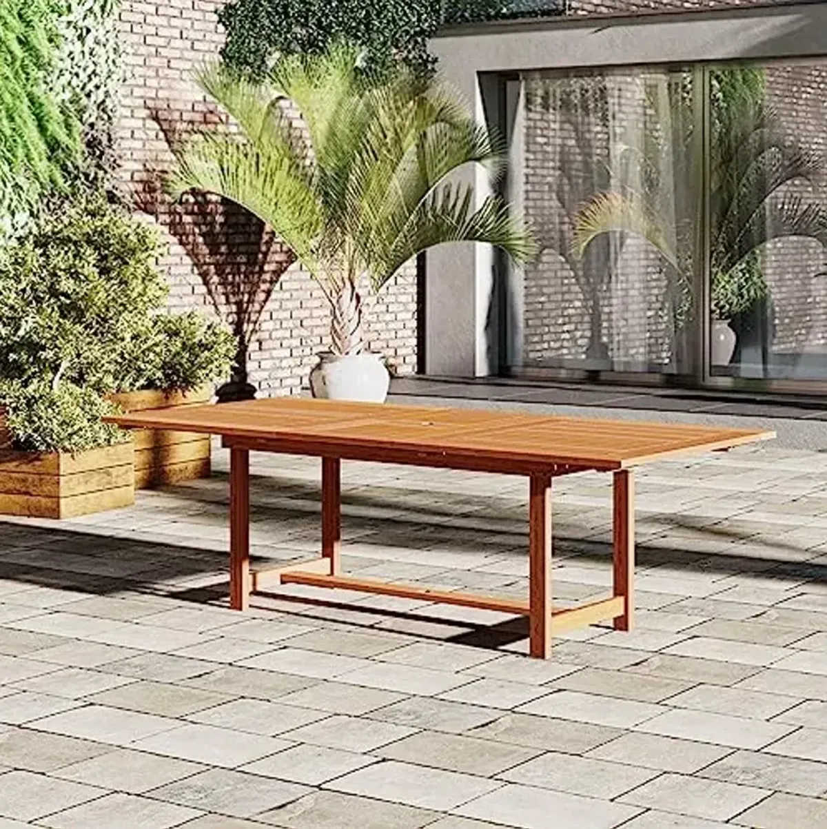Amazonia Athlone 9-Piece Rectangular Dining Set | Eucalyptus Wood | Durable and Ideal for Patio and Outdoors, Armchair
