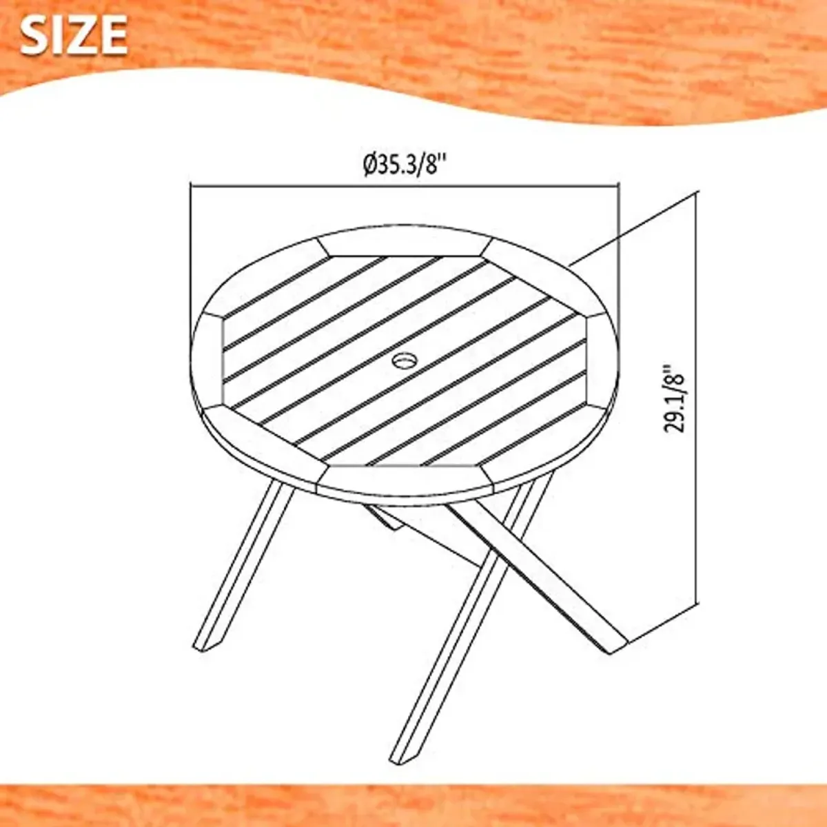 Amazonia Eucalyptus Wood | Durable and Ideal for Patio and Backyard, Aluminum White Chairs Bristol 3-Piece Round Outdoor Dining Set |, Brown