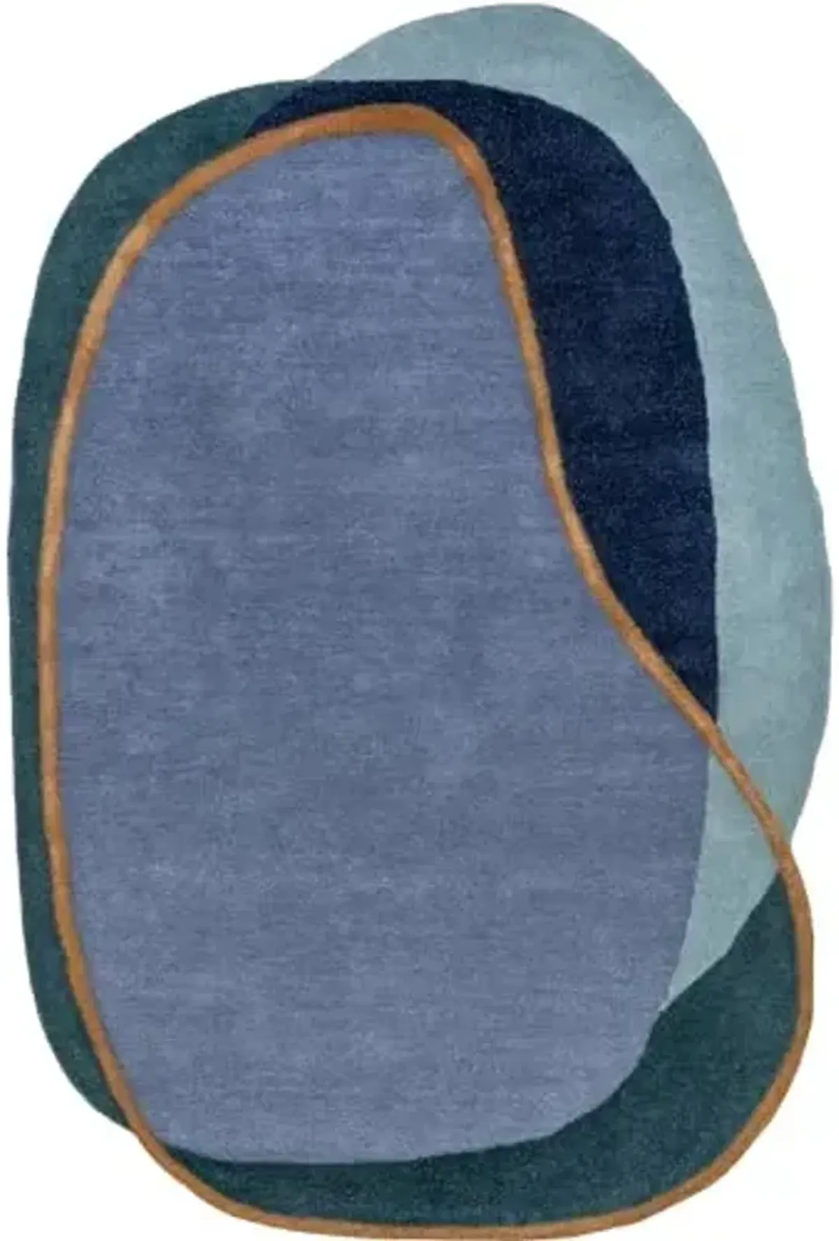 Rugs USA Shaped 5x8 Greenwich Abstract Wool Indoor Area Rug for Living Room, Bedroom, Office, Entryway, Hallway, Kitchen, Blue Multicolor