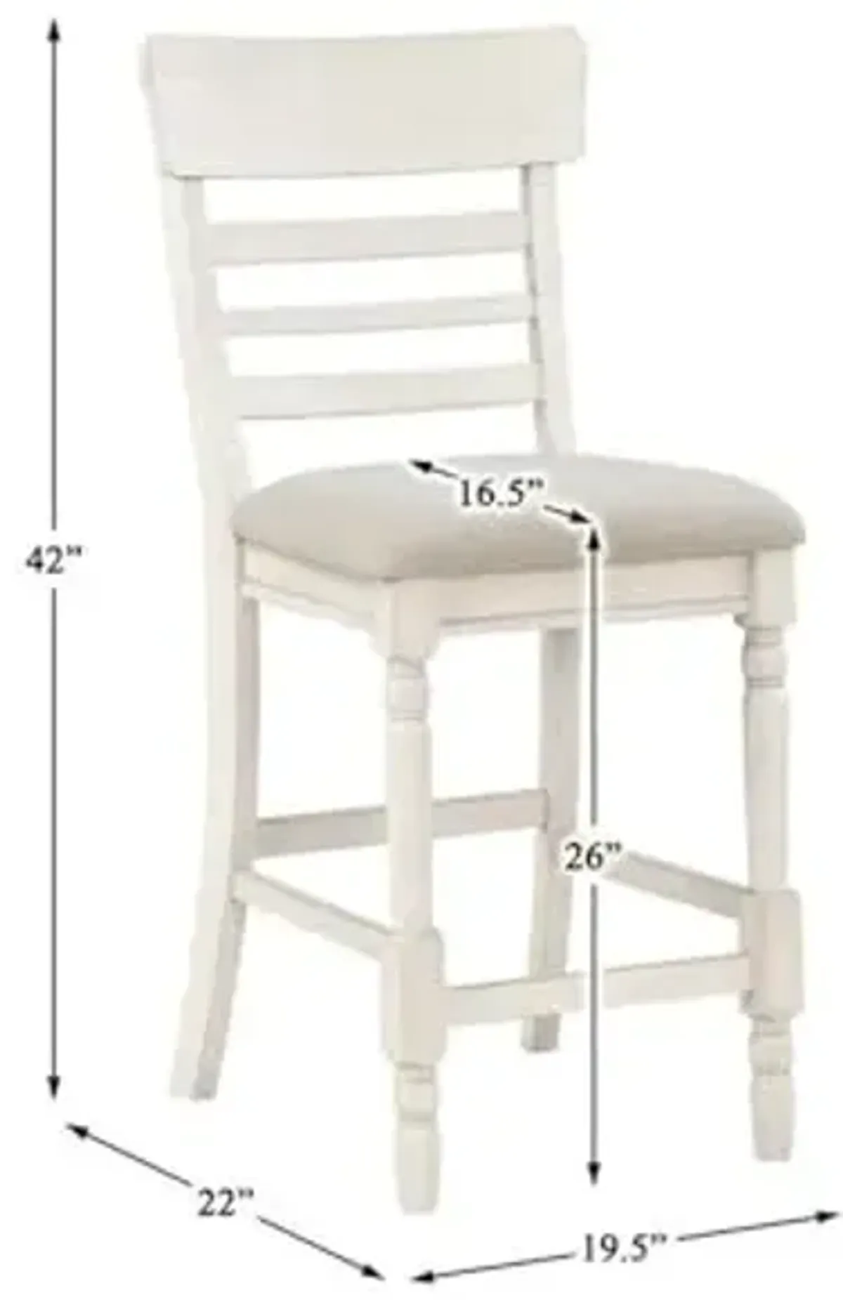 Lexicon Alburgh Wood and Fabric Counter Height Chair in Antique White (Set of 2)