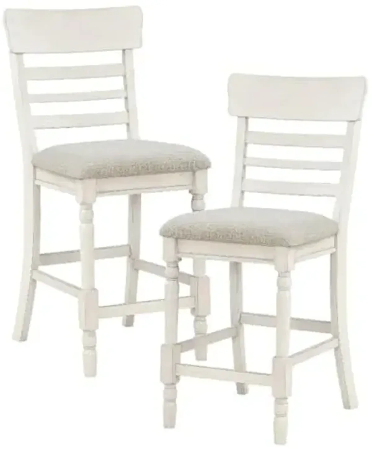 Lexicon Alburgh Wood and Fabric Counter Height Chair in Antique White (Set of 2)