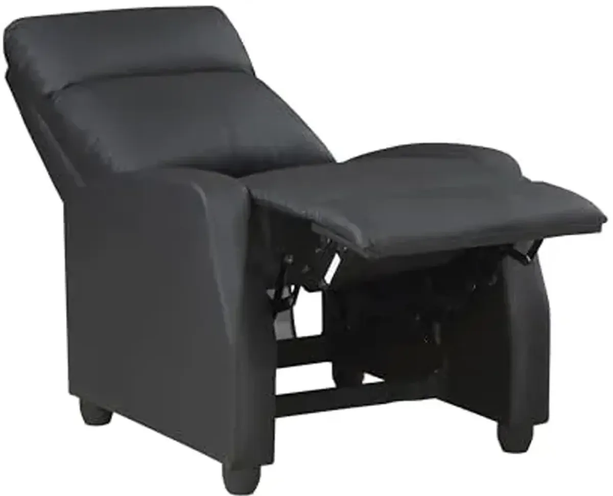 Lexicon Barbal 27" W Faux Leather Push Back Recliner Chair, Black