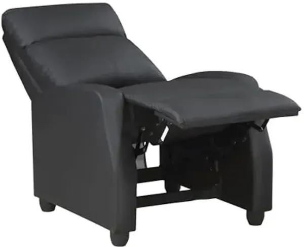 Lexicon Barbal 27" W Faux Leather Push Back Recliner Chair, Black